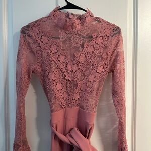 Elegant Pink Lace Jumpsuit
